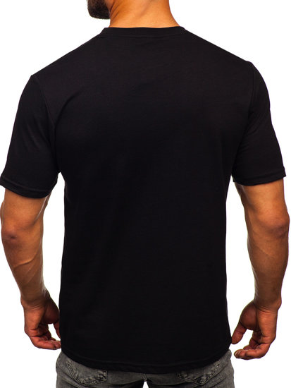 Camiseta de manga corta con impresión para hombre negro Bolf 192245