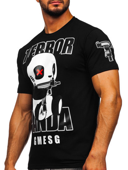 Camiseta de manga corta con impresión para hombre negro Bolf 2291