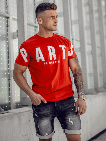 Camiseta de manga corta con impresión para hombre rojo Bolf 1180A