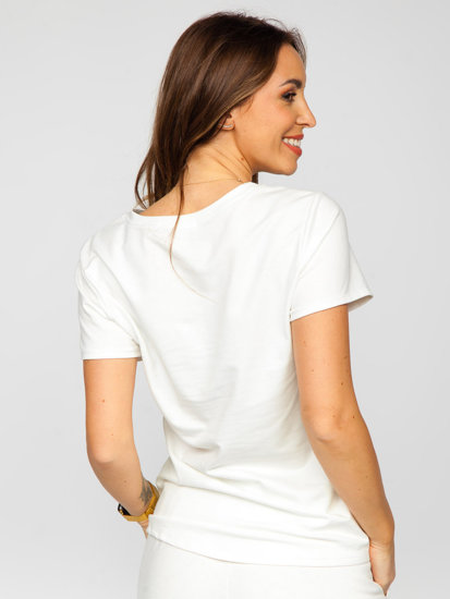 Camiseta de manga corta con parches para mujer blanco Bolf 52352
