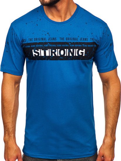 Camiseta de  manga corta estampada para hombre azul Bolf 14204