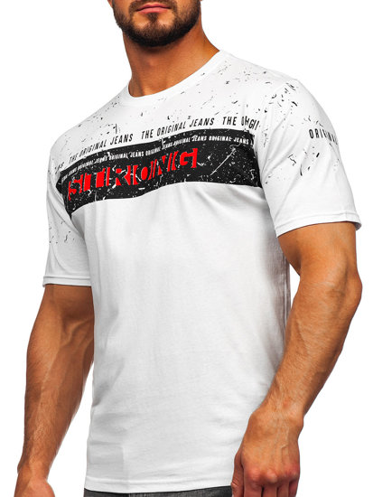 Camiseta de  manga corta estampada para hombre blanca Bolf 14204