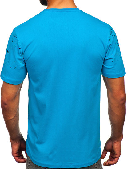 Camiseta de  manga corta estampada para hombre turquesa Bolf 14204