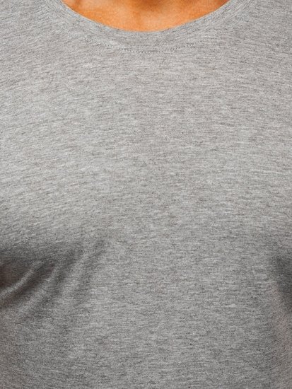 Camiseta de manga corta lisa para hombre gris Bolf 2005
