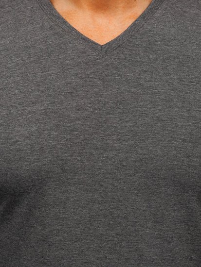 Camiseta de manga larga con escote de pico sin impresión para hombre antracita Bolf 172008