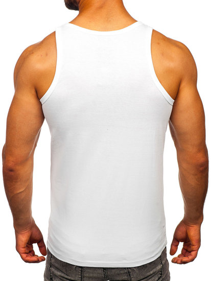 Camiseta de tirantes anchos con impresión para hombre blanco Bolf 14842