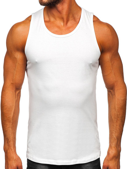 Camiseta de tirantes sin impresión para hombre blanco Bolf 1205-1