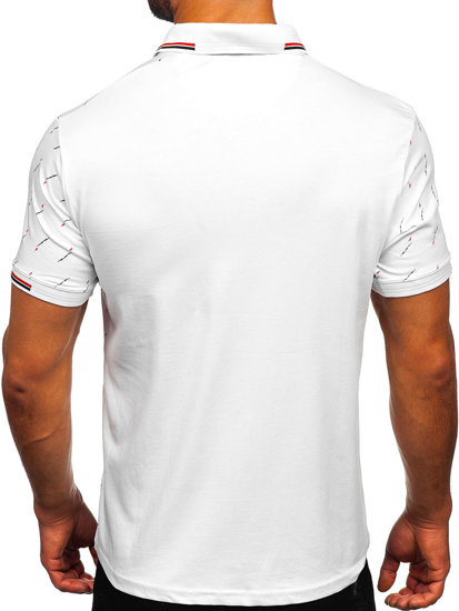 Camiseta polo de manga corta con impresión con bolsillo para hombre blanco Bolf 192491