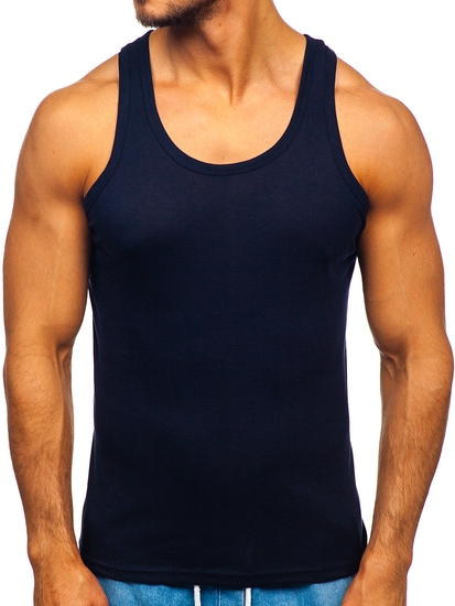Camiseta sin manga sin estampado azul oscuro Bolf NB001