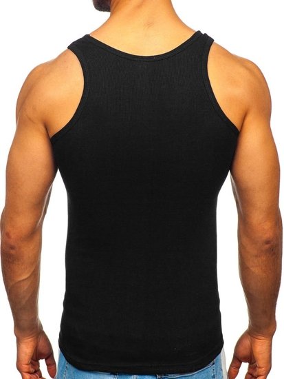 Camiseta sin manga sin estampado negro Bolf NB002