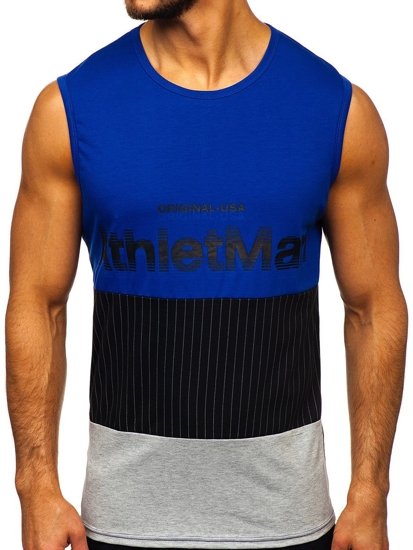 Camiseta tank top con impresión para hombre azul Bolf SS11065