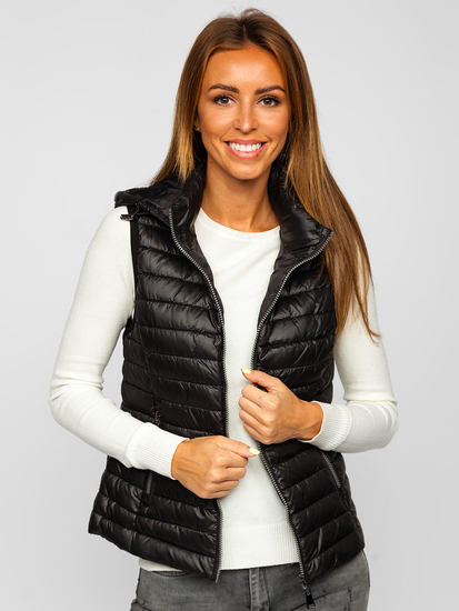Chaleco acolchado con capucha para mujer color negro Bolf B2721