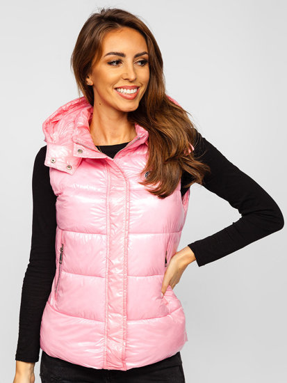 Chaleco acolchado con capucha para mujer color rosa claro Bolf SW025