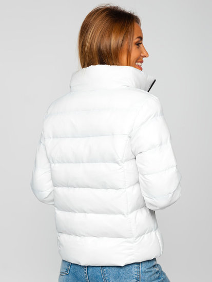 Chaqueta abrochada de invierno sin capucha para mujer color blanco Bolf 23061