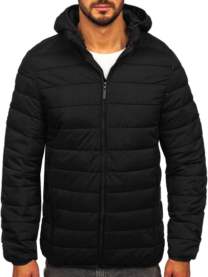 Chaqueta acolchada de entretiempo con capucha para hombre negro Bolf 5M3197