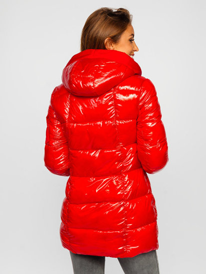 Chaqueta acolchada de invierno con capucha para mujer rojo Bolf B9545