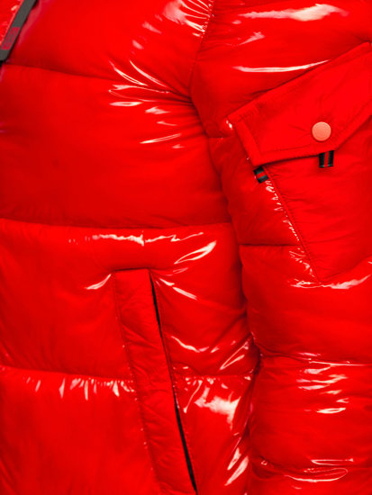 Chaqueta acolchada de invierno con capucha para mujer rojo Bolf B9545