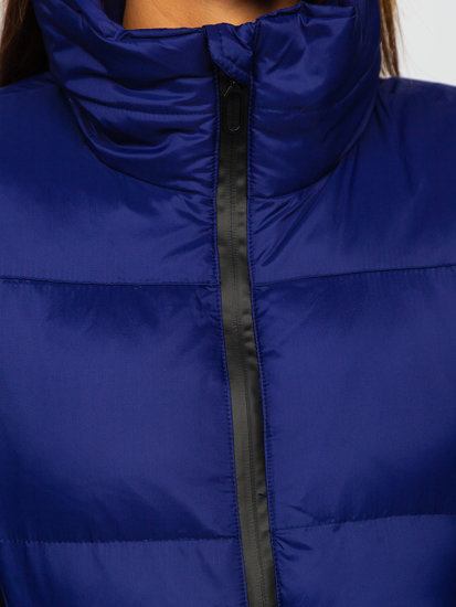 Chaqueta acolchada de invierno sin capucha para mujer color azul oscuro Bolf 23059