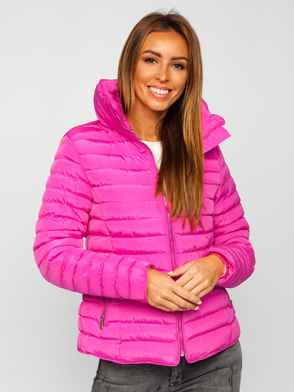Chaqueta acolchada de invierno sin capucha para mujer color rosa Bolf 23063