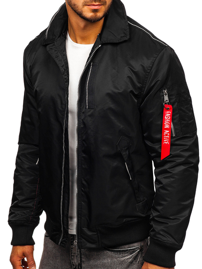 Chaqueta de entretiempo aviador para hombre negro Bolf 1787