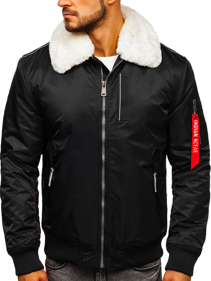 Chaqueta de entretiempo aviador para hombre negro Bolf 1787