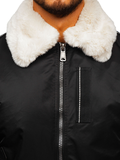 Chaqueta de entretiempo aviador para hombre negro Bolf 1787