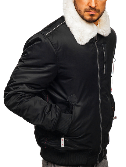 Chaqueta de entretiempo aviador para hombre negro Bolf 1787