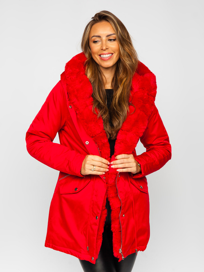 Abrigo plumas rojo mujer outlet