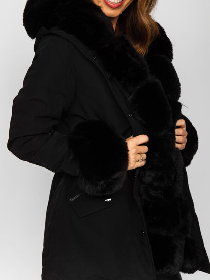Chaqueta parka de invierno con capucha para mujer negro Bolf 16M9062