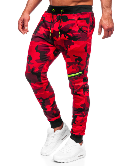 Pantalón camuflaje de chándal para hombre rojo Bolf KK04