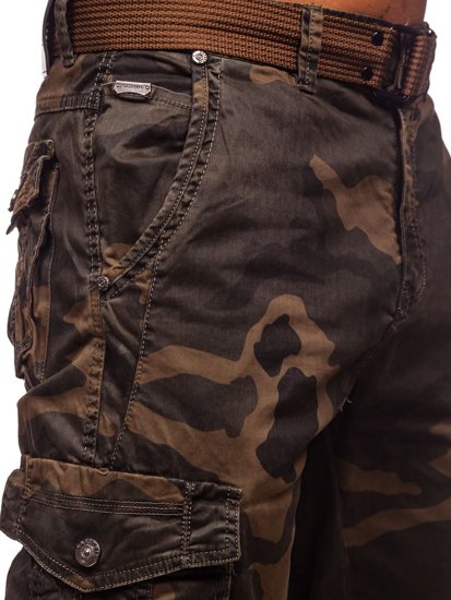 Pantalón cargo camuflaje de talla grande con cinturón para hombre marrón Bolf CT8501