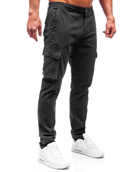 Pantalón cargo de tela para hombre negro Bolf J700
