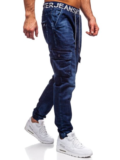 Pantalón cargo jogger vaquero tipo slim fit para hombre color azul oscuro Bolf 85030W0