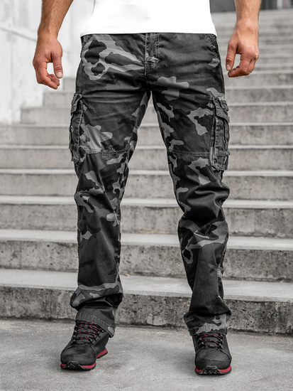 Pantalón cargo para hombre color negro de camuflaje Bolf CT8505
