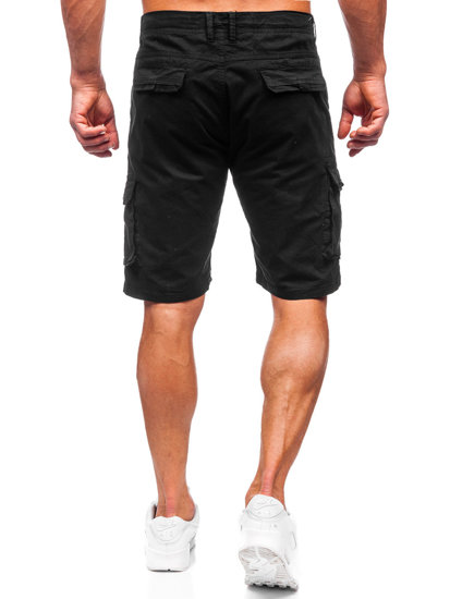 Pantalón corto de tela cargo para hombre negro Bolf J707