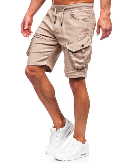 Pantalón corto de tela tipo cargo para hombre beige Bolf 384k