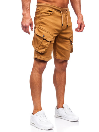 Pantalón corto de tela tipo cargo para hombre camel Bolf 384K