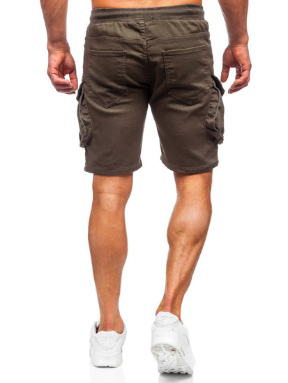 Pantalón corto de tela tipo cargo para hombre caqui Bolf 384K