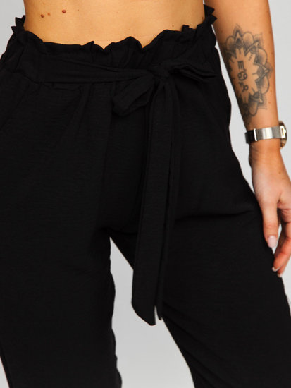 Pantalón jogger de tela para mujer negro Bolf W5076