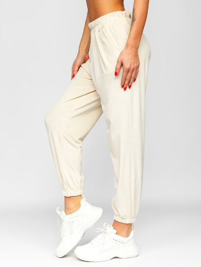 Pantalón velur de chándal para mujer ecrú Bolf 3840