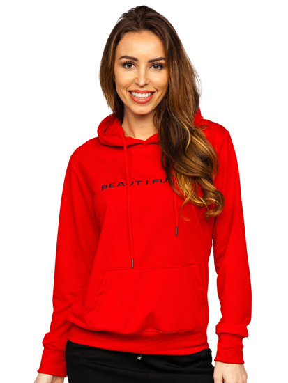 Sudadera con capucha con impresión para mujer rojo Bolf HL9261