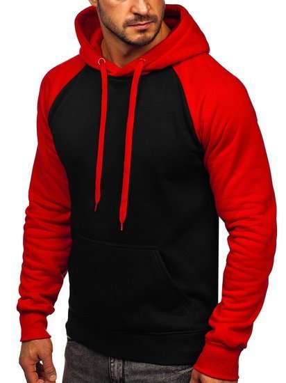 Sudadera con capucha para hombre color negro y rojo Bolf LM77002