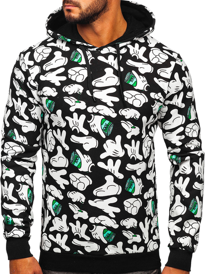 Sudadera estampada con capucha para hombre color negro Bolf 141004