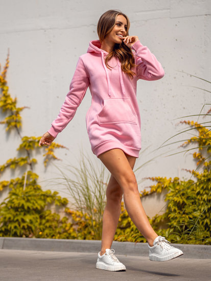 Sudadera larga con capucha color rosa claro para mujer Bolf YS10003