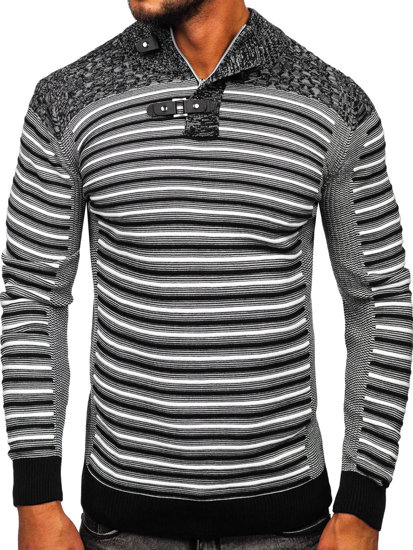 Suéter con cuello alto para hombre color negro Bolf 1028