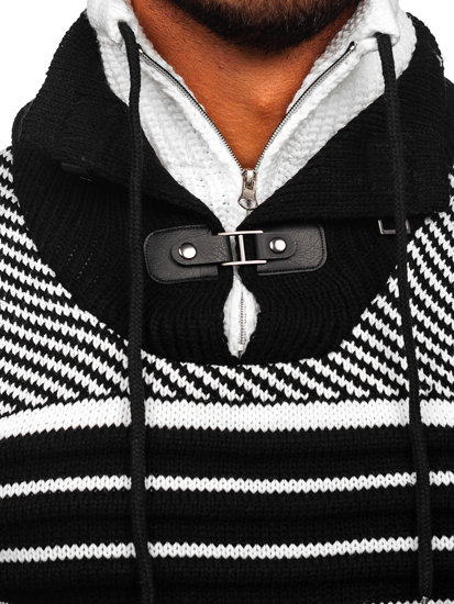 Suéter grueso con cuello alto para hombre color negro Bolf 2000