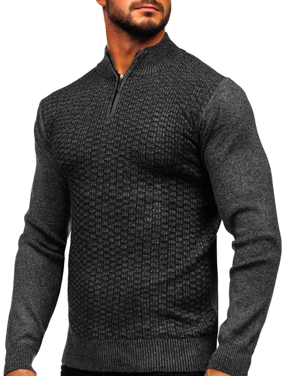 Suéter para hombre con cuello alto color negro Bolf S8206