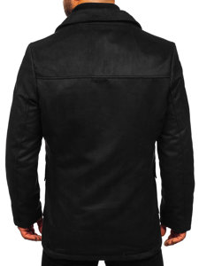 Abrigo con botonadura doble de invierno con cuello alto extraíble, adicional para hombre negro Bolf M3143