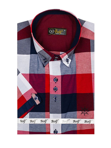 Camisa a cuadros de manga corta para hombre granate Bolf 5532
