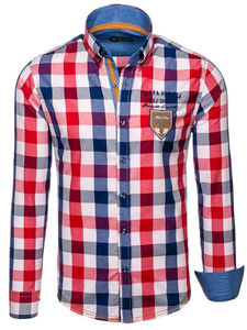 Camisa a cuadros de manga larga para hombre roja Bolf 1766-1